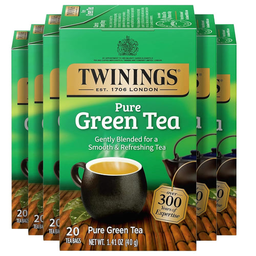 Twinings Tea Pure Green Tea Bags - 20 Count (Case of 6)