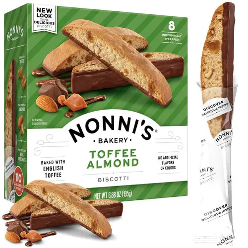 Nonni's Toffee Almond Biscotti Italian Cookies - 8 Count Box