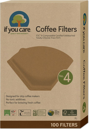 If You Care #4 Cone Shaped Unbleached Compostable Coffee Filters - 100 Count