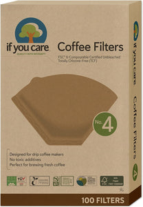 If You Care #4 Cone Shaped Unbleached Compostable Coffee Filters - 100 Count