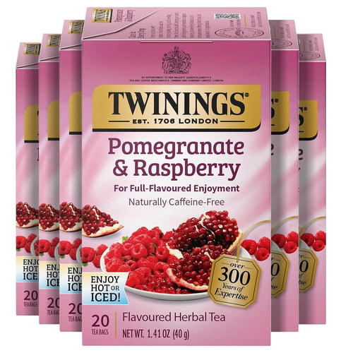 Twinings Pomegranate Raspberry Herbal Tea Bags - 20 Count (Case of 6)