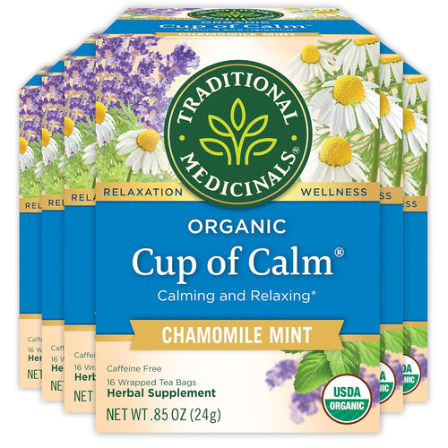 Traditional Medicinals Organic Cup of Calm Herbal Tea Bags - 16 Count (Case of 6)