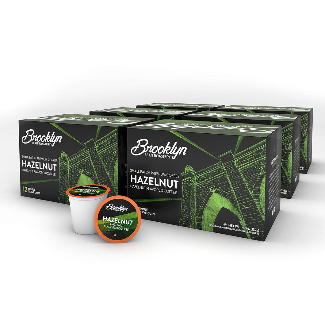 Brooklyn Beans Hazelnut Single Serve Coffee Cups - 12 Count (Case of 6)