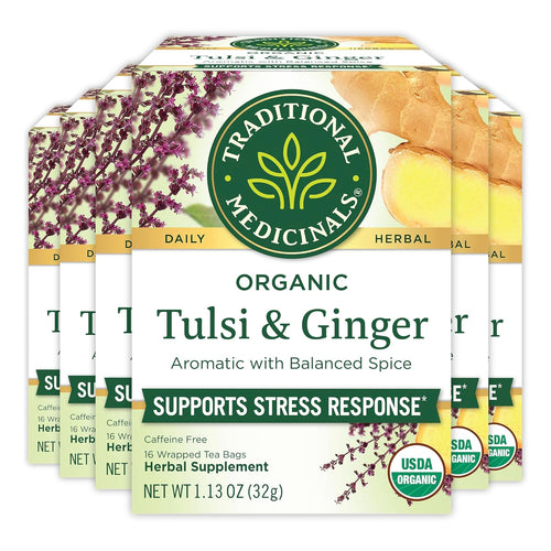 Traditional Medicinals Organic Tulsi & Ginger Tea Bags - 16 Count (Case of 6)