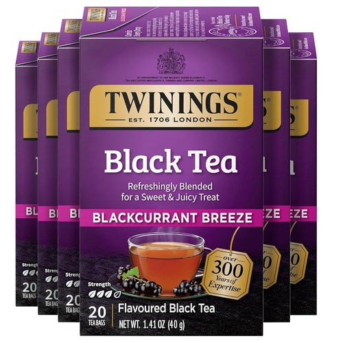 Twinings Blackcurrant Breeze Black Tea Bags - 20 Count (Case of 6)