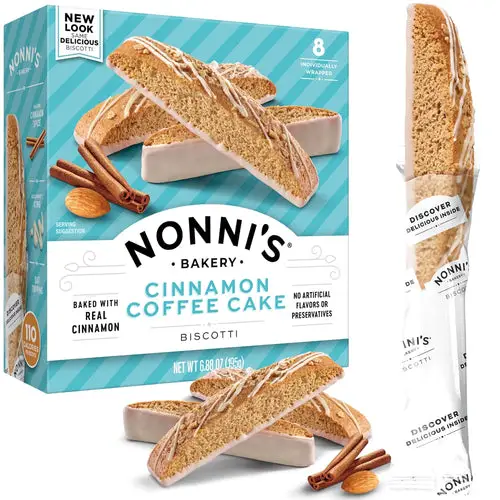 Nonni's Cinnamon Coffee Cake Biscotti Italian Cookies - 8 Count