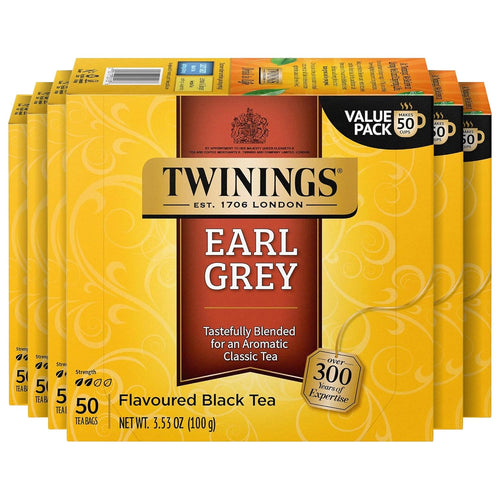 Twinings Earl Grey Bergamot Black Tea Bags - 50 Count (Case of 6)