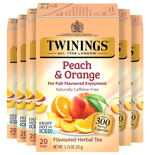 Twinings Peach & Orange Herbal Tea Bags - 20 Count (Case of 6)