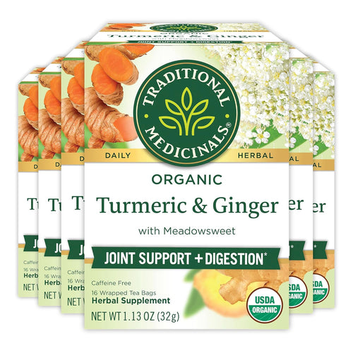 Traditional Medicinals Organic Turmeric With Meadowsweet and Ginger Tea - 16 Count (Case of 6)
