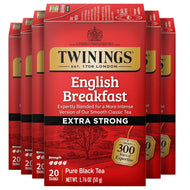 Twinings English Breakfast Extra Strong Black Tea Bags - 20 Count (Case of 6)