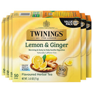 Twinings Lemon & Ginger Caffeine Free Herbal Tea Bags - 50 Count (Case of 6)