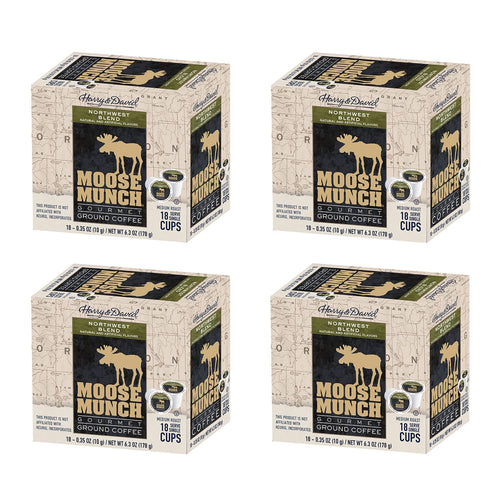 Moose Munch Northwest Blend Single Serve Coffee Cups - 18 Count (Case of 4)