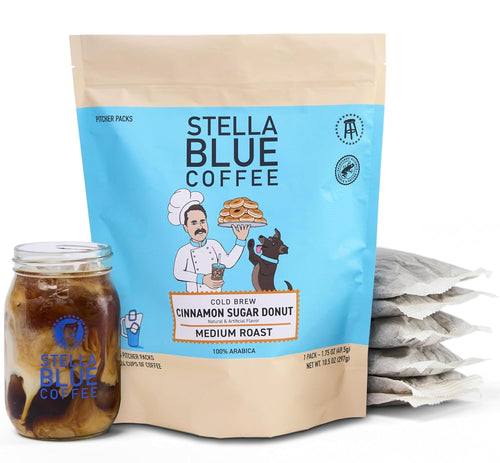Stella Blue Cold Brew Cinnamon Sugar Donut Flavored, 100% Arabica - 6 Count (Case of 4)