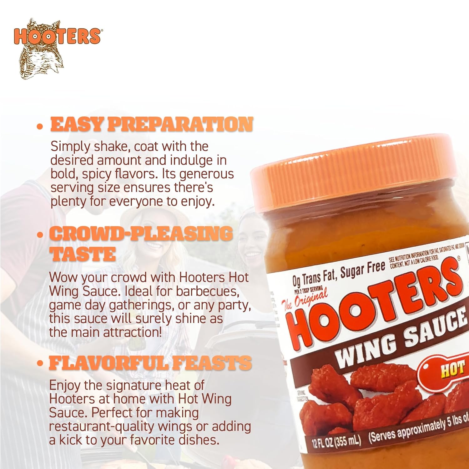 The Original Hooters Hot Heat Wing Sauce 12 Ounce (Case of 4