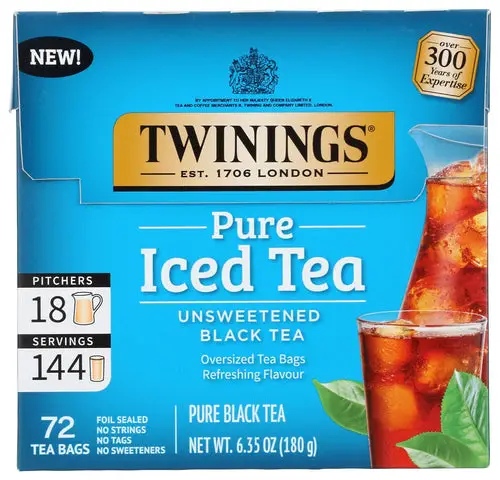 Twinings Pure Black Unsweetened Iced Tea Bags - 72 Count