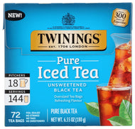 Twinings Pure Black Unsweetened Iced Tea Bags - 72 Count (Case of 6)