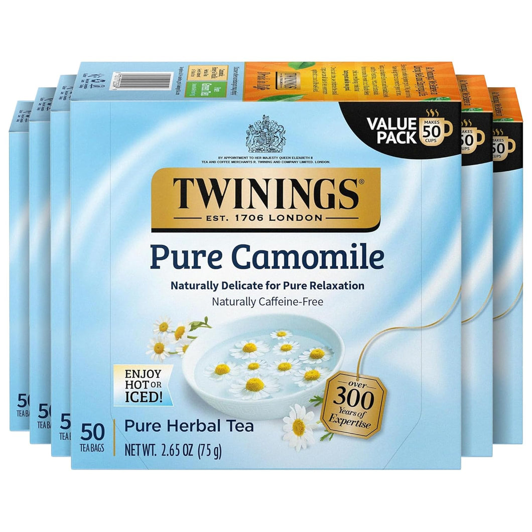 Twinings Pure Camomile Herbal Tea Bags - 50 Count (Case of 6)