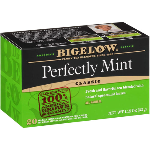 Bigelow Perfectly Mint Black Tea Bags, 20 Count Box (Pack of 6)
