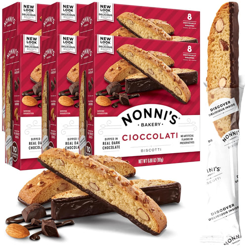 Nonni's Cioccolati Almond Biscotti Italian Cookies - 8 Count (Case of 6)