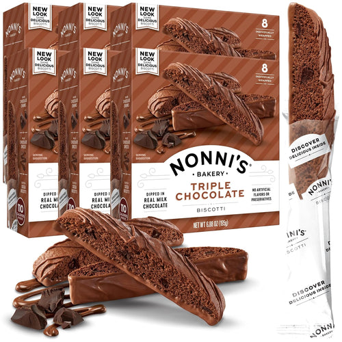 Nonni's Triple Milk Chocolate without Nuts Biscotti - 8 Count (Case of 6)