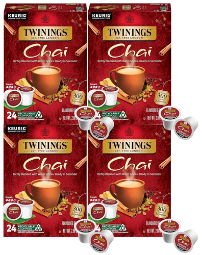 Twinings Chai Flavored Black Tea K-Cups - 24 Count (Case of 4)