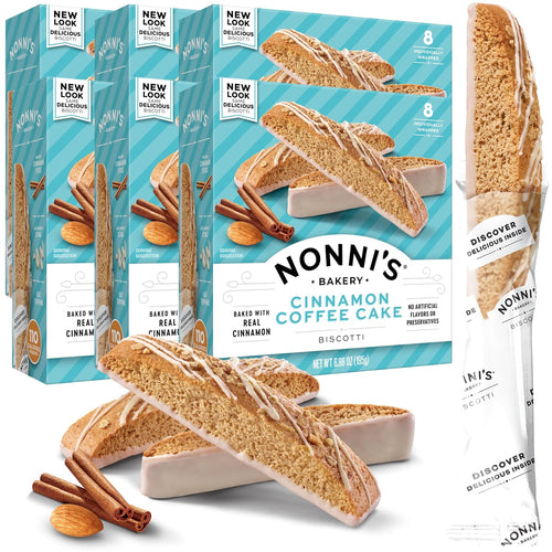 Nonni's Cinnamon Coffee Cake Biscotti Italian Cookies - 8 Count (Case of 6)