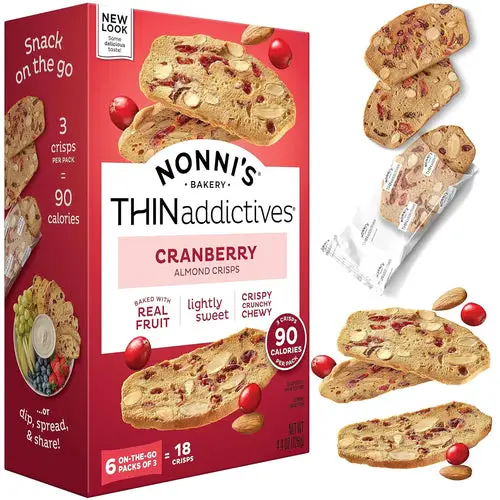 Nonni's THINaddictives Cranberry Almond Biscotti Cookie Thins - 18 Count