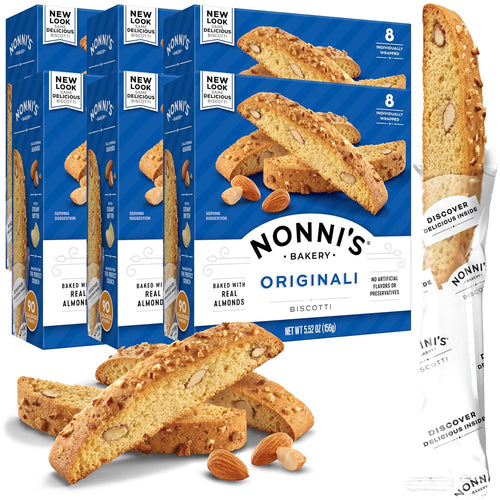 Nonni's Originali Almond Biscotti Italian Cookies - 8 Count (Case of 6)