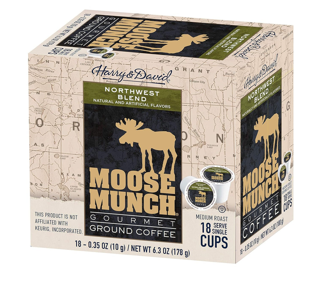 Moose Munch Northwest Blend Single Serve Coffee Cups - 18 Count