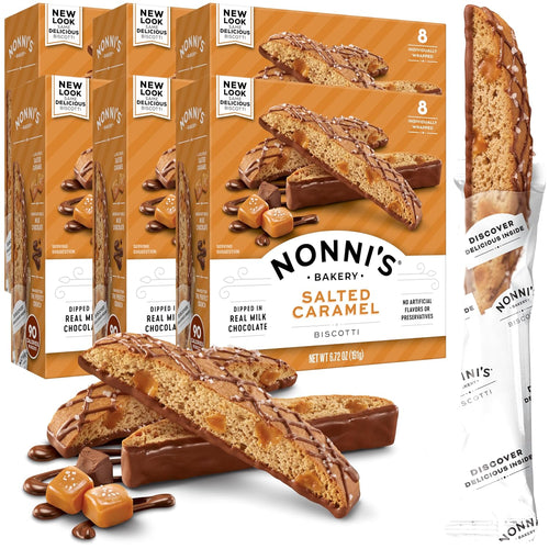 Nonni's Salted Caramel Biscotti Italian Cookies - 8 Count (Case of 6)