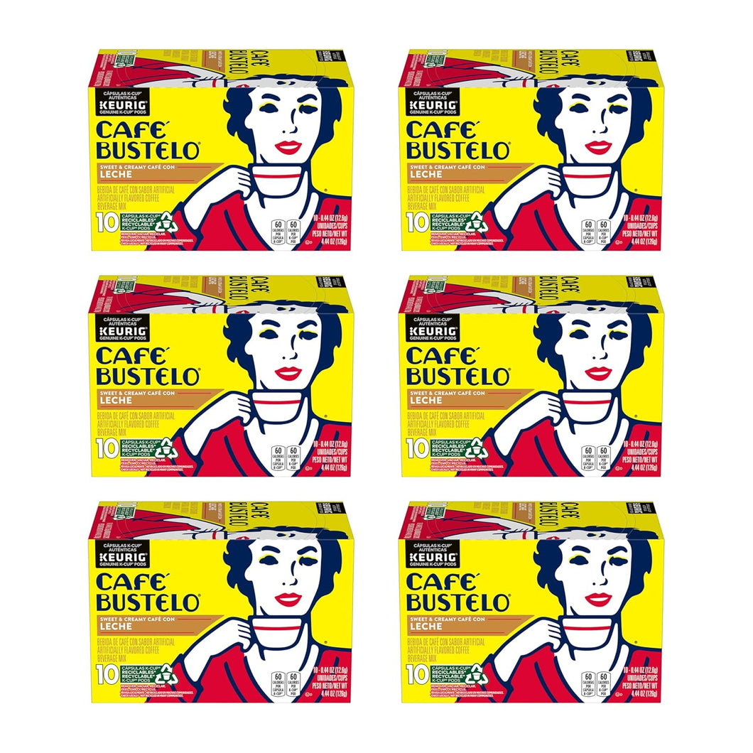 Café Bustelo Café con Leche Espresso Style Coffee K-Cups - 10 Count (Case of 6)