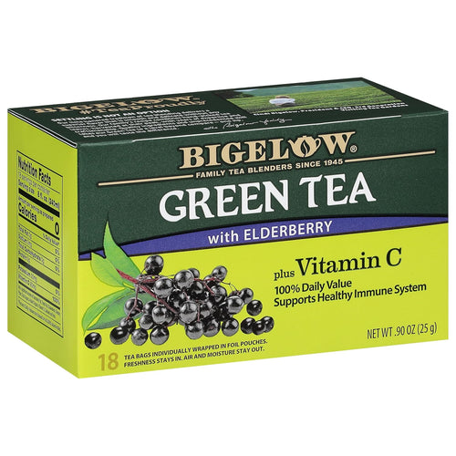 Bigelow Green with Elderberry Tea Bags - 18 Count Box (Pack of 6)