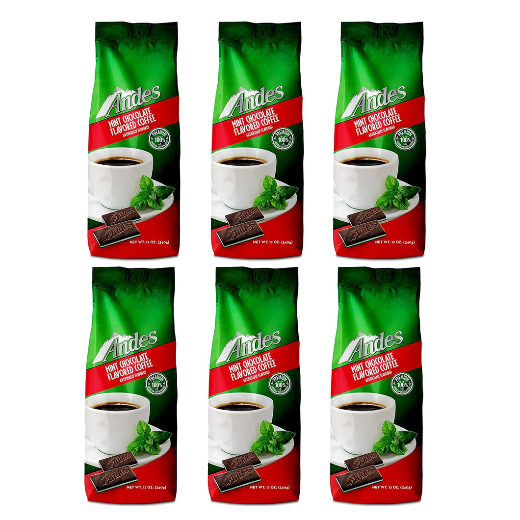 Andes Mint Chocolate Flavored Ground Coffee - 12 Ounce (Case of 6)