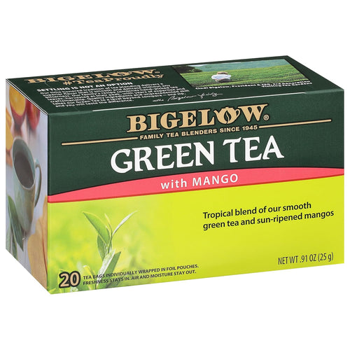 Bigelow Green With Mango Tea Bags - 20 Count Box (Pack of 6)