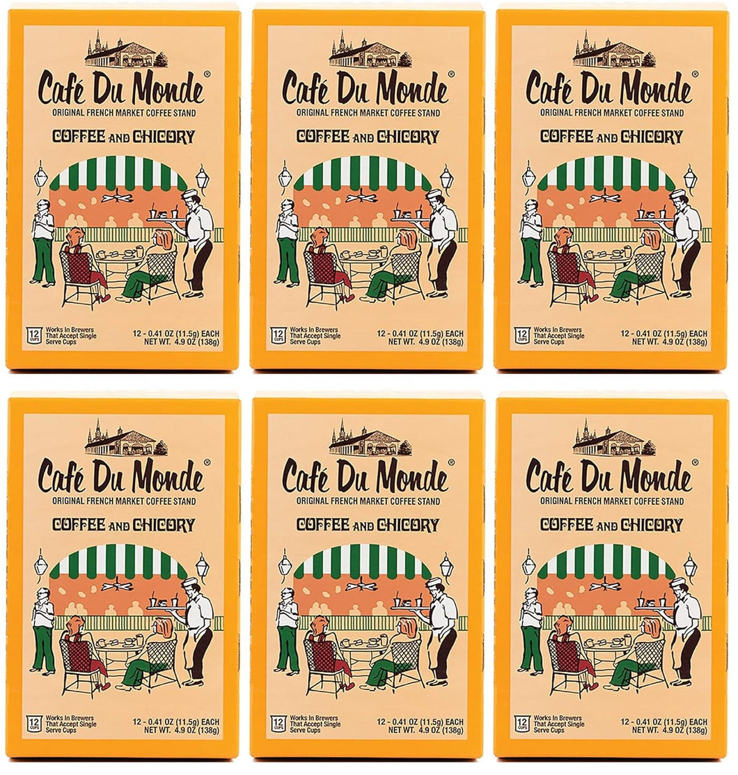 Cafe Du Monde Coffee and Chicory Single Serve Cups - 12 Count (Case of 6)