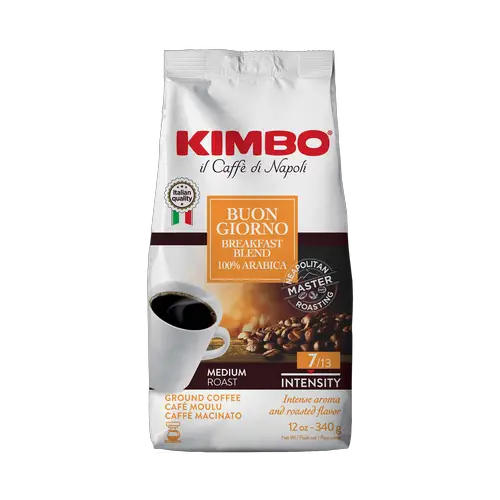 Kimbo Buongiorno Breakfast Blend Italian Espresso Coffee, Ground - 12 Ounce