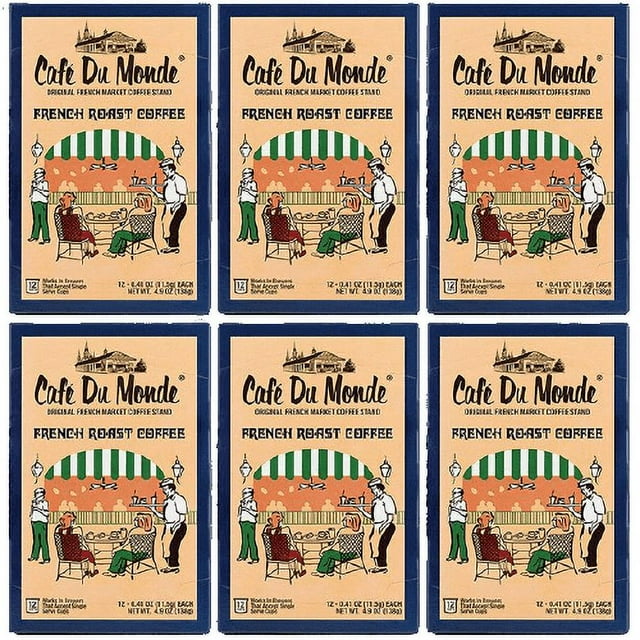 Cafe Du Monde Coffee French Roast Single-Serve Cups - 12 Count (Case of 6)