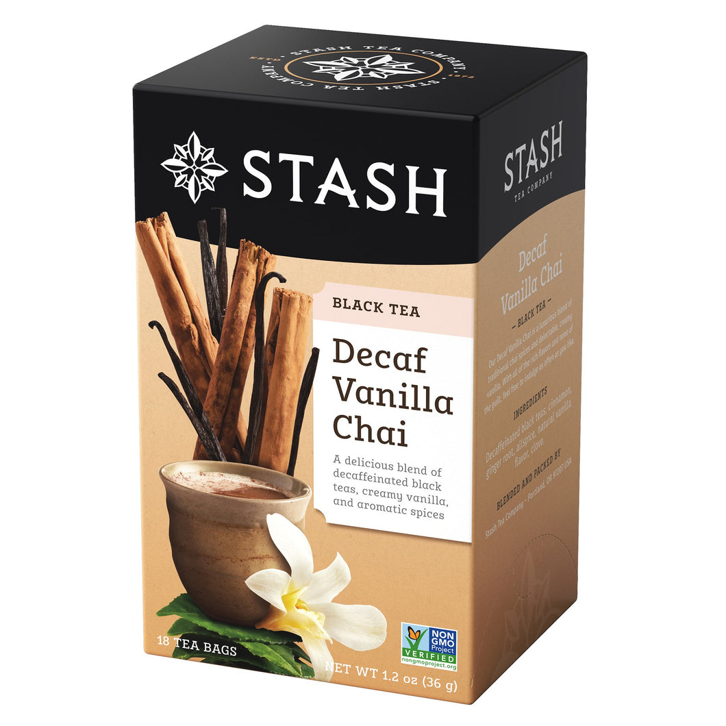 Stash Decaf Vanilla Chai Black Tea Bags - 18 Count (Case of 6)