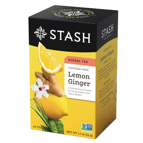 Stash Tea Lemon Ginger Caffeine Free Herbal Tea Bags - 20 Count (Case of 6)