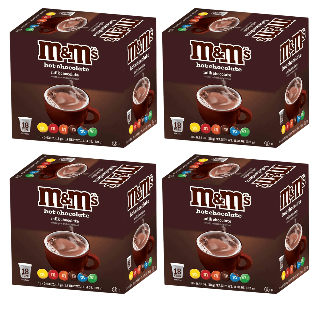 M&M Milk Chocolate Flavored Hot Cocoa Single Serve Cups - 18 Count (Case of 4)