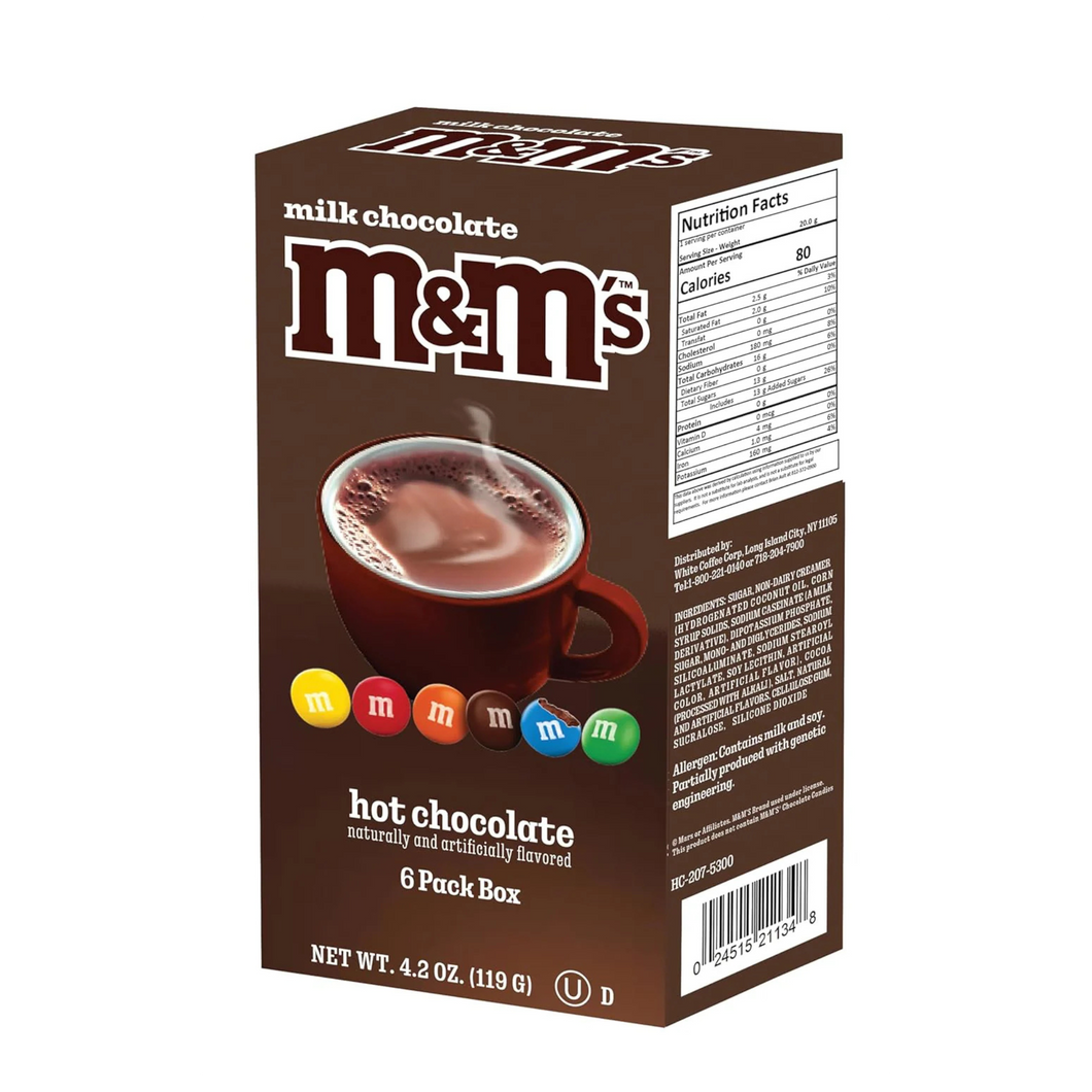 M&M Milk Chocolate Flavored Hot Cocoa Single Serve Sticks - 6 Count