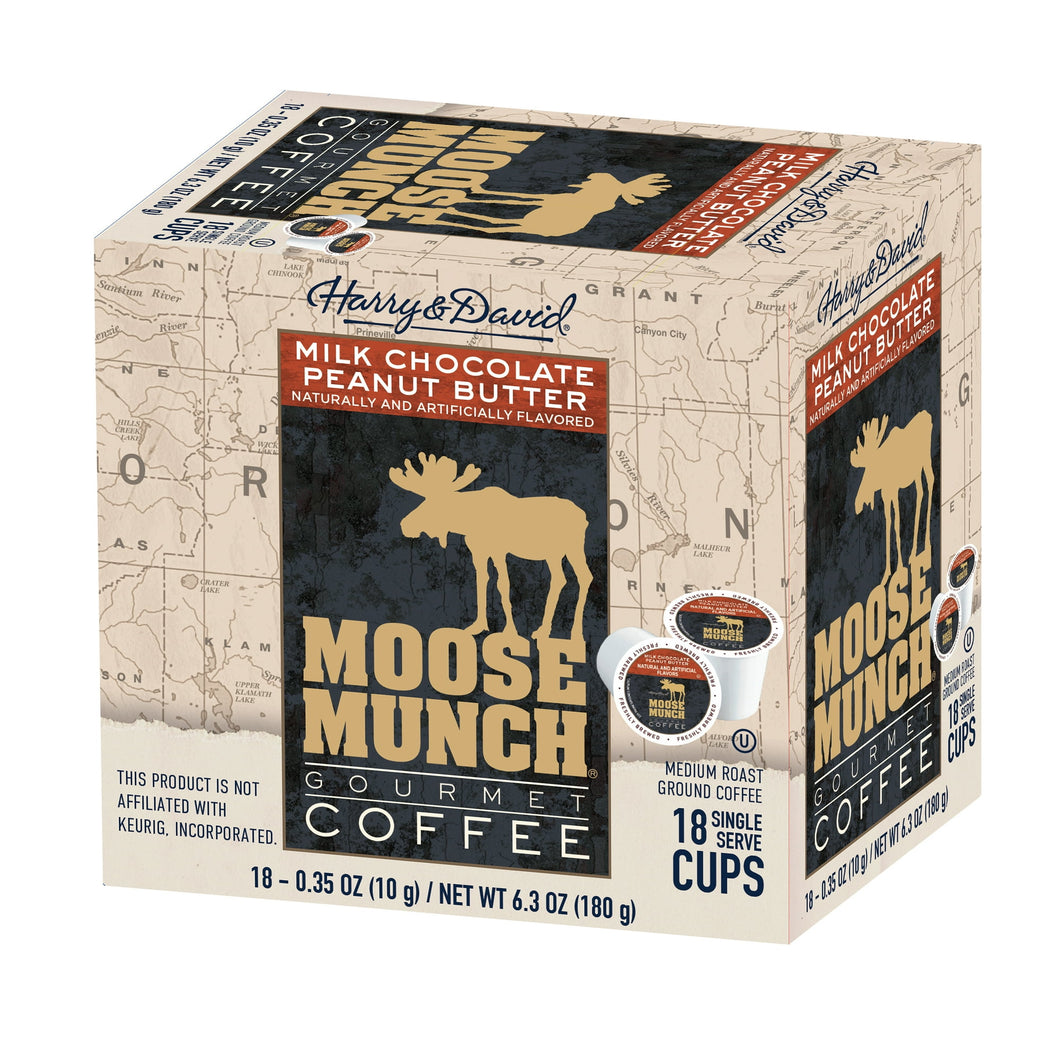 Moose Munch Milk Chocolate Peanut Butter Single Serve Coffee Cups - 18 Count