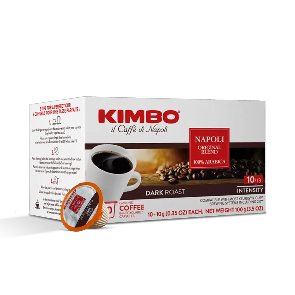 Kimbo Napoli Dark Roasted Italian Espresso Coffee Single Serve Cups - 10 Count