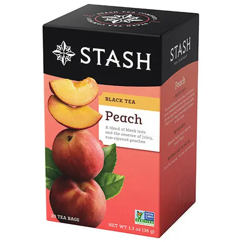 Stash Tea Peach Flavored Black Tea Bags - 20 Count