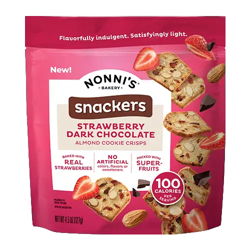 Nonni's Bakery Snackers - Dark Chocolate Strawberry Almond Cookie Crisps - 4.5 oz