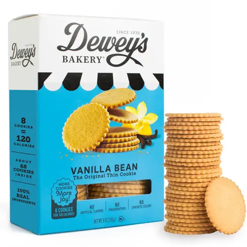 Dewey's Bakery Vanilla Bean Cookie Thins, No Artificial Flavors, Synthetic Colors or Preservatives - 9oz