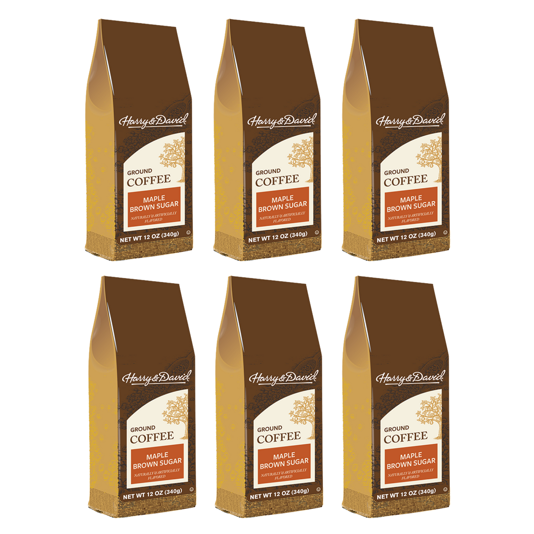 Harry & David Maple Brown Sugar Flavored Ground Coffee - 12 Ounce (Case of 6)