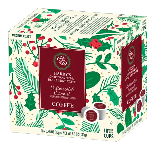 Harry & David Christmas Blend Butterscotch Caramel Flavored Coffee Cups