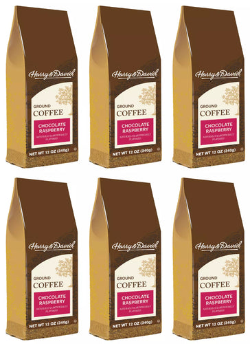 Harry & David Chocolate Raspberry Flavored Ground Coffee - 12 Ounce (Case of 6)