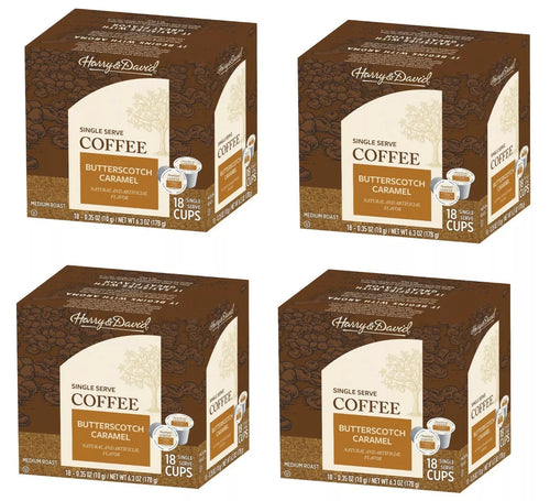 Harry & David Butterscotch Caramel Single Serve Coffee Cups - 18 Count (Case of 4)